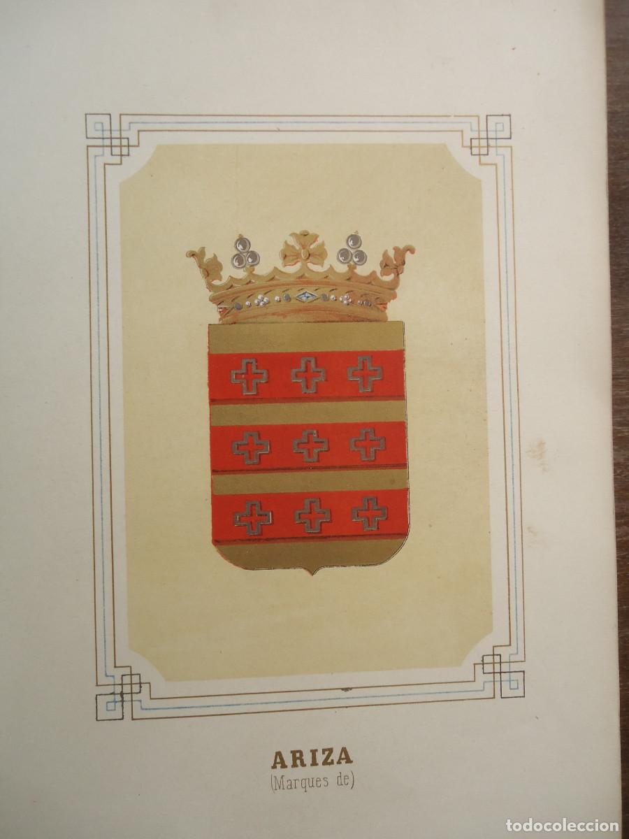 Arte: CROMOLITOGRAFIA DEL ESCUDO HERALDICO DEL MARQUES DE ARIZA. 1853-60