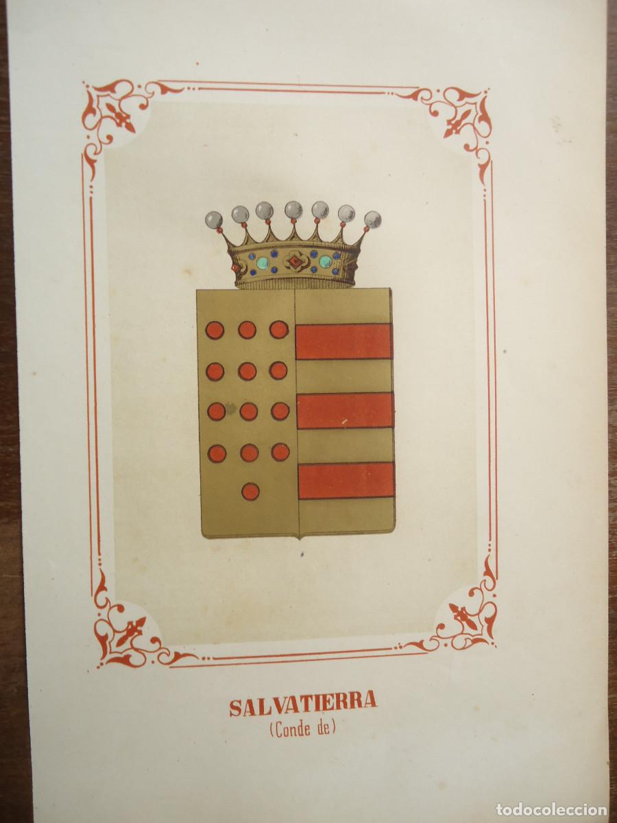 Arte: CROMOLITOGRAFIA DEL ESCUDO HERALDICO DEL CONDE DE SALVATIERRA. 1853-60