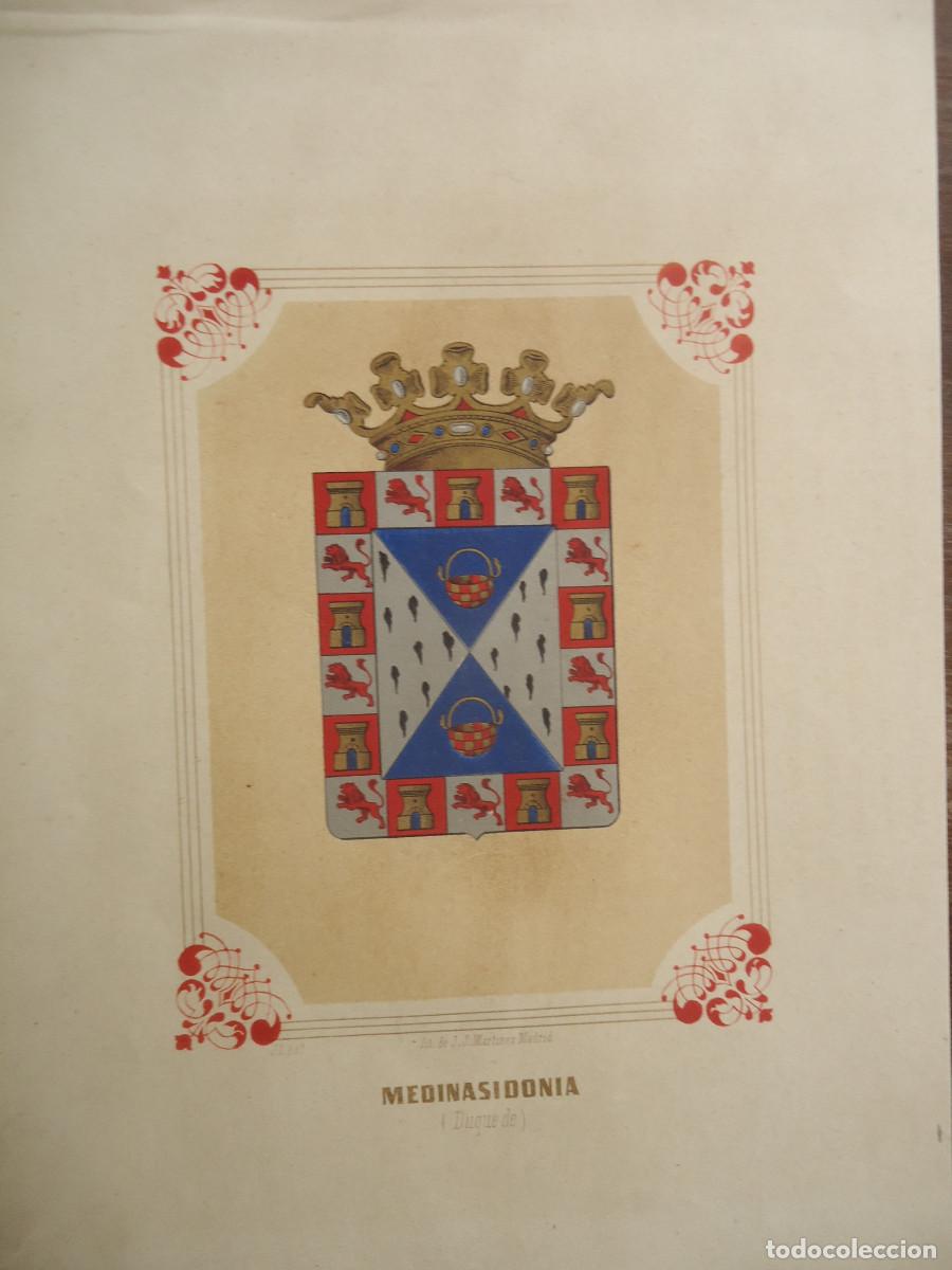 Arte: CROMOLITOGRAFIA DEL ESCUDO HERALDICO DEL DUQUE DE MEDINASIDONIA. 1853-60