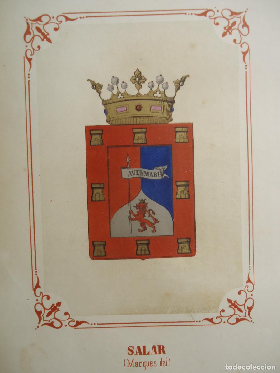 Arte: CROMOLITOGRAFIA DEL ESCUDO HERALDICO DEL MARQUES DEL SALAR. 1853-60