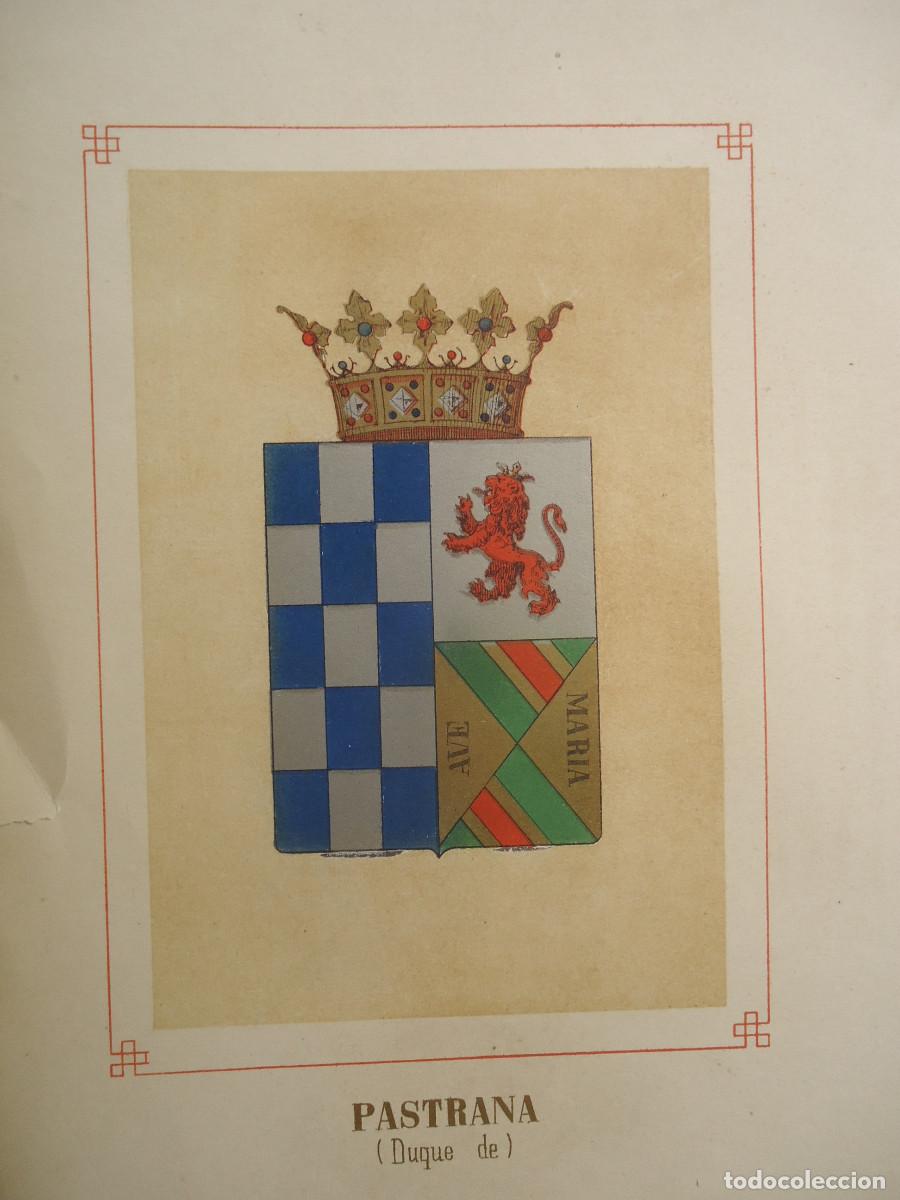 Arte: CROMOLITOGRAFIA DEL ESCUDO HERALDICO DEL DUQUE DE PASTRANA. 1853-60