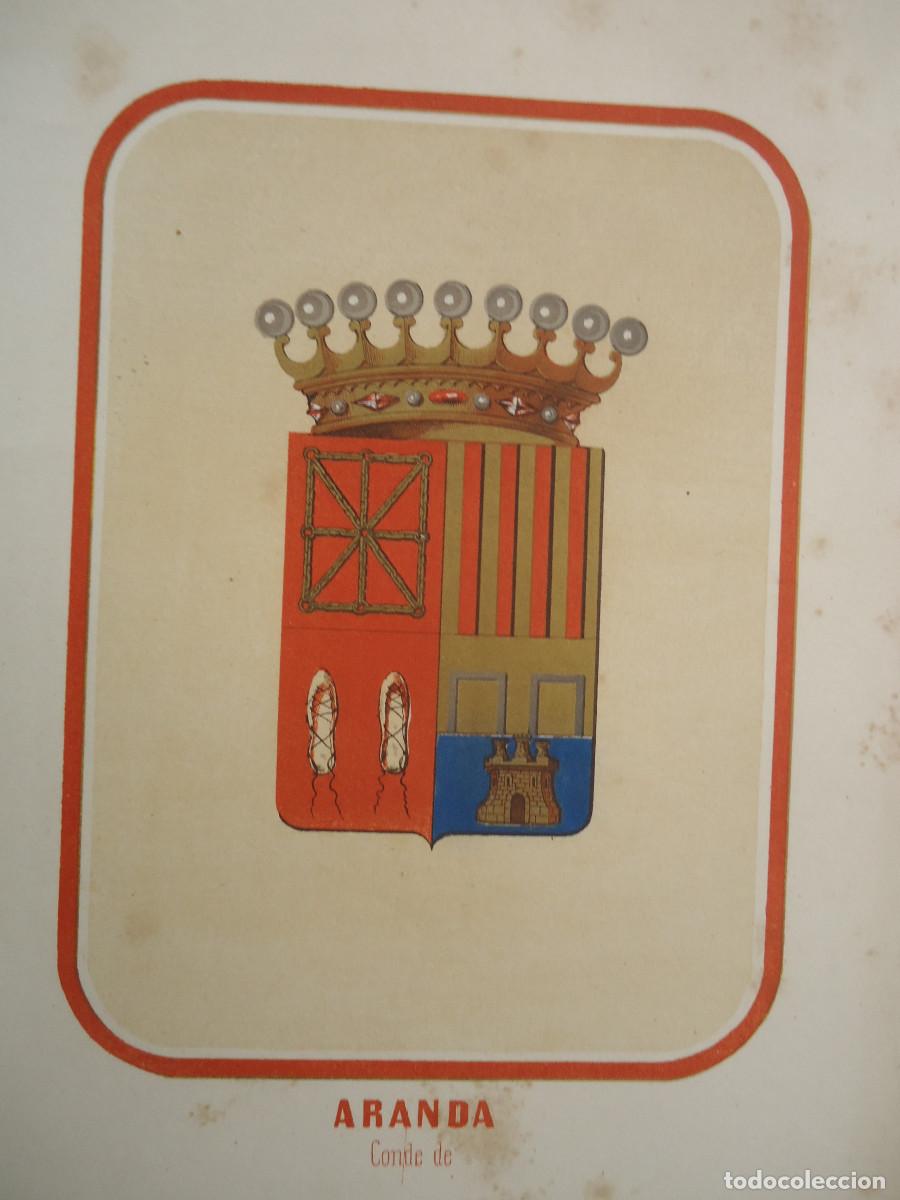 Arte: CROMOLITOGRAFIA DEL ESCUDO HERALDICO DEL CONDE DE ARANDA. 1853-60