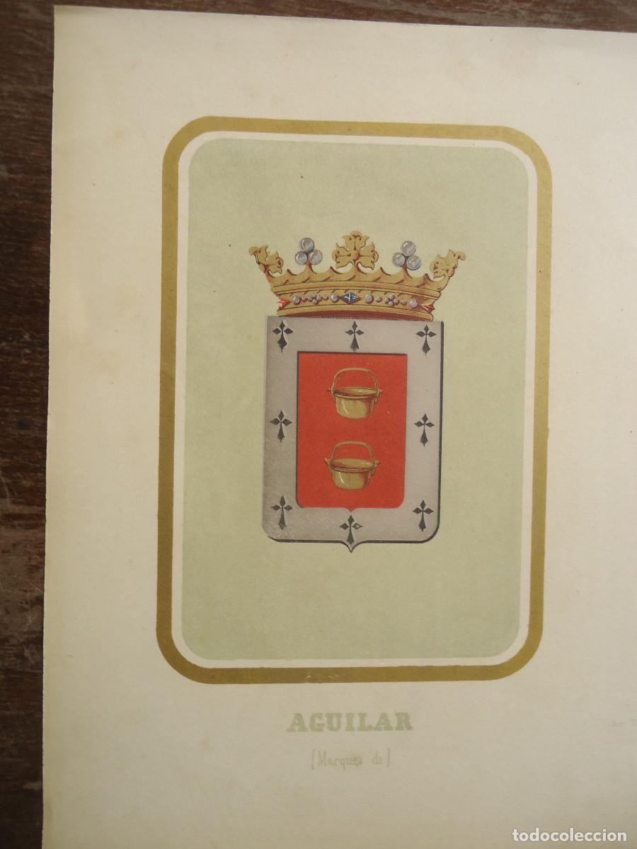 Arte: CROMOLITOGRAFIA DEL ESCUDO HERALDICO DEL MARQUES DE AGUILAR. 1853-60