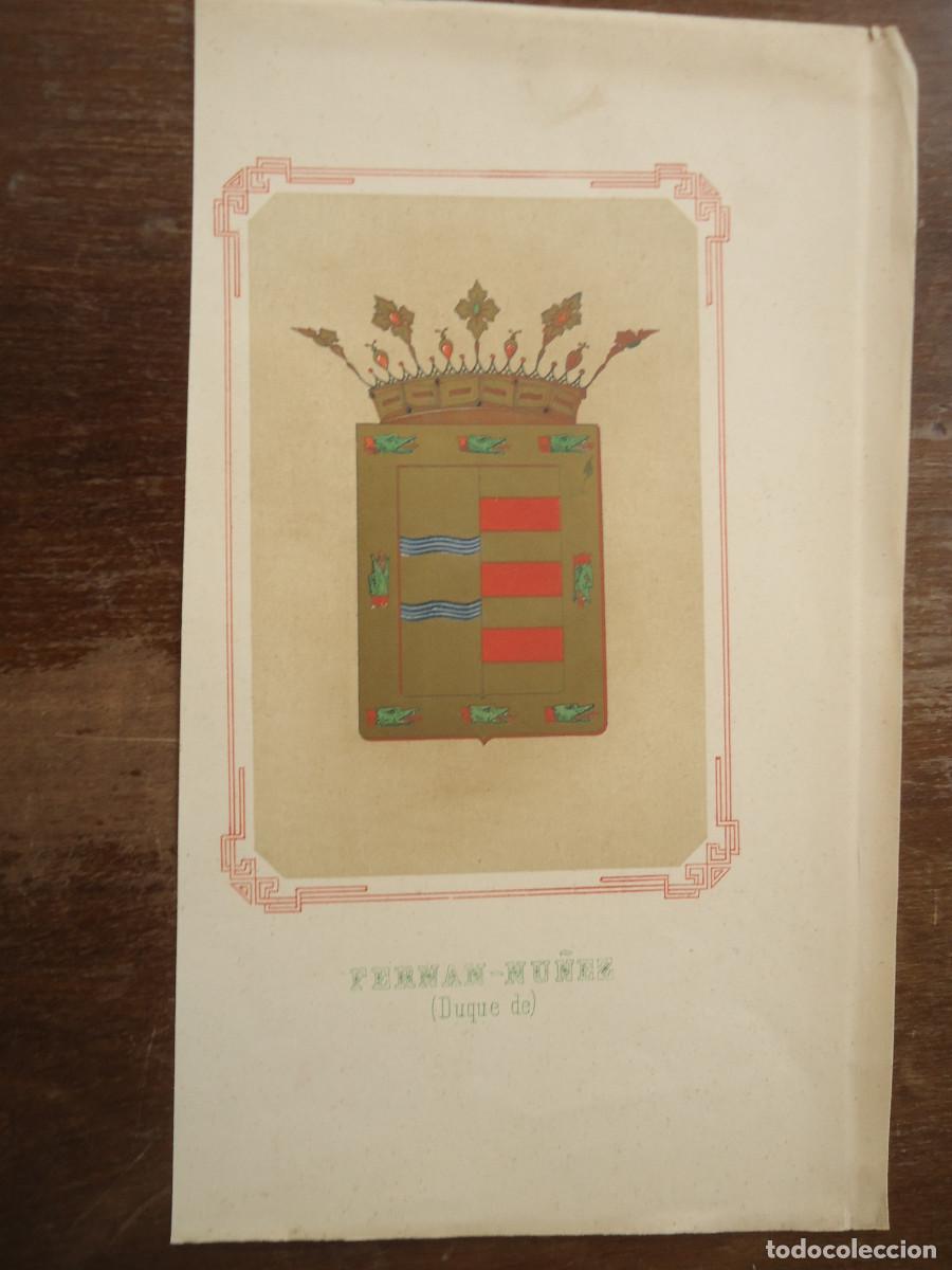 Arte: CROMOLITOGRAFIA DEL ESCUDO HERALDICO DEL DUQUE DE FERNAN-NU&Ntilde;EZ. 1853-60