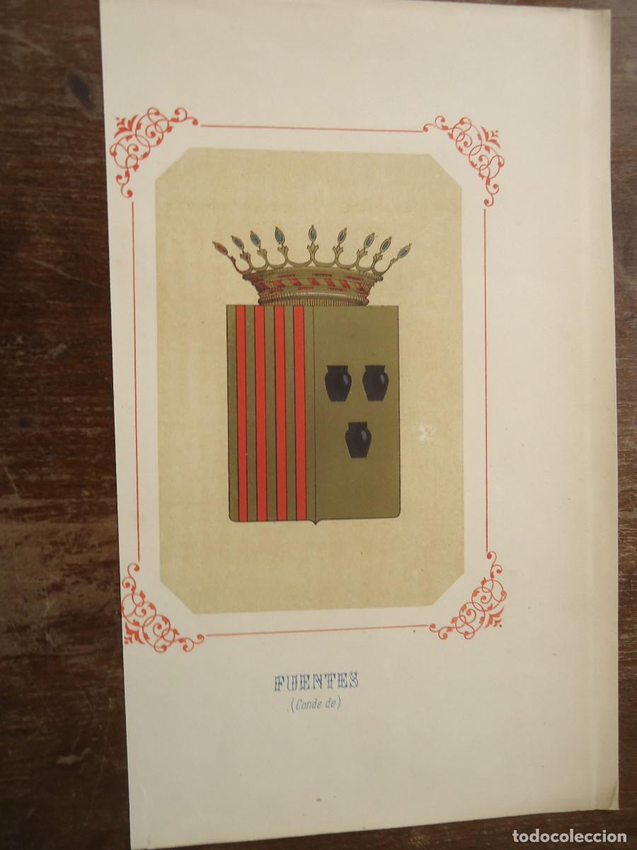 Arte: CROMOLITOGRAFIA DEL ESCUDO HERALDICO DEL CONDE DE FUENTES. 1853-60
