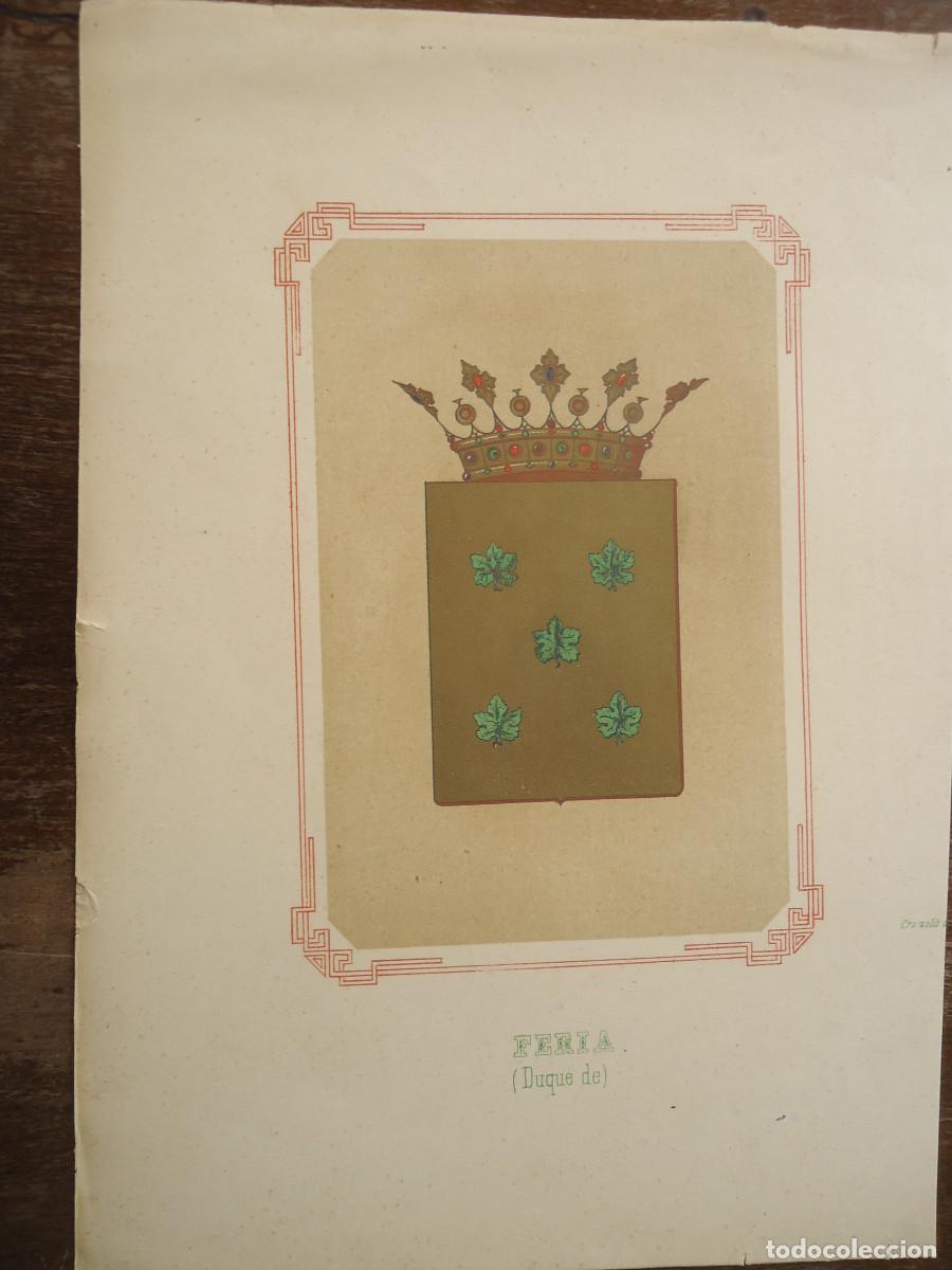 Arte: CROMOLITOGRAFIA DEL ESCUDO HERALDICO DEL DUQUE DE FERIA. 1853-60