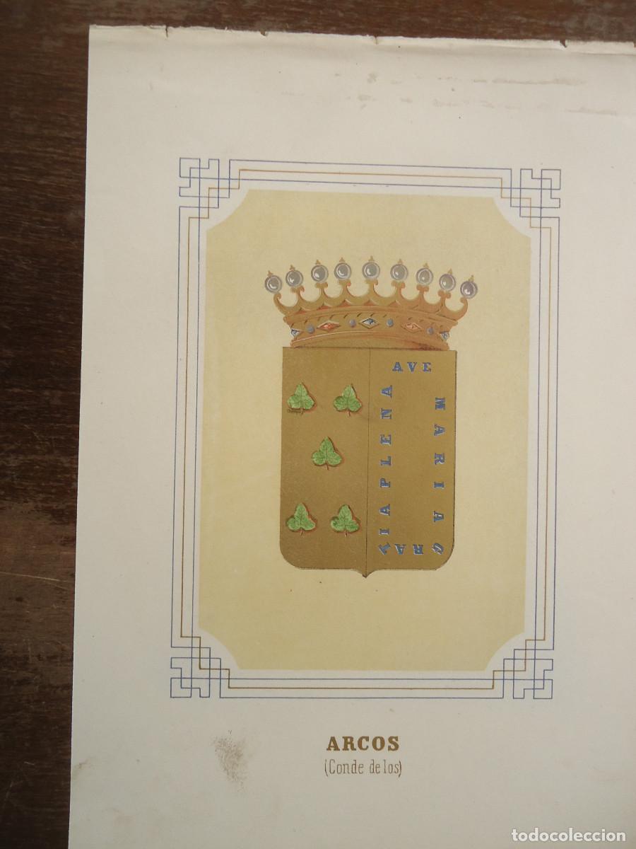 Arte: CROMOLITOGRAFIA DEL ESCUDO HERALDICO DEL CONDE DE LOS ARCOS. 1853-60
