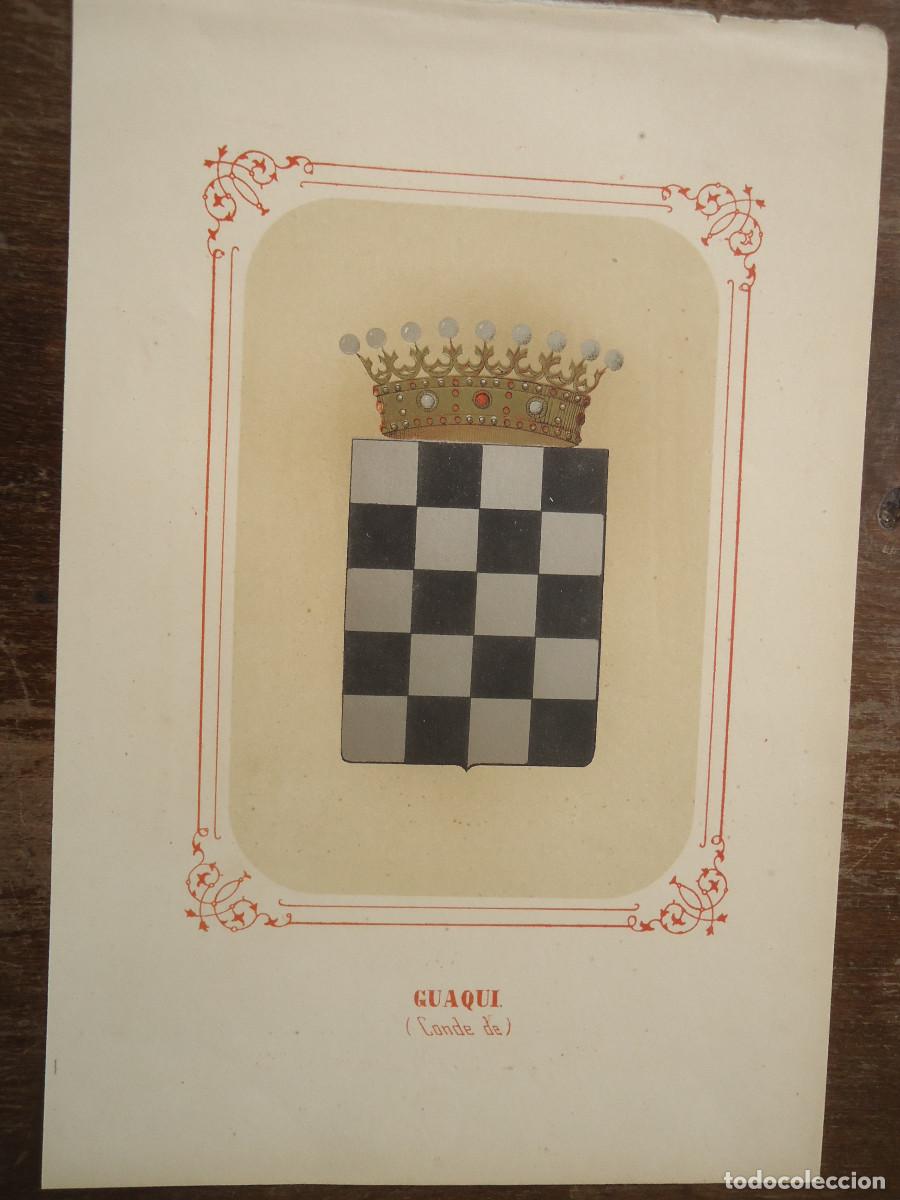 Arte: CROMOLITOGRAFIA DEL ESCUDO HERALDICO DEL CONDE DE GUAQUI. 1853-60