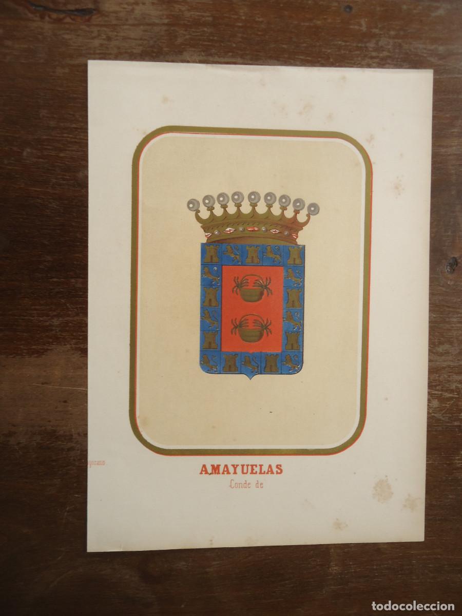 Arte: CROMOLITOGRAFIA DEL ESCUDO HERALDICO DEL CONDE DE AMAYUELAS. 1853-60