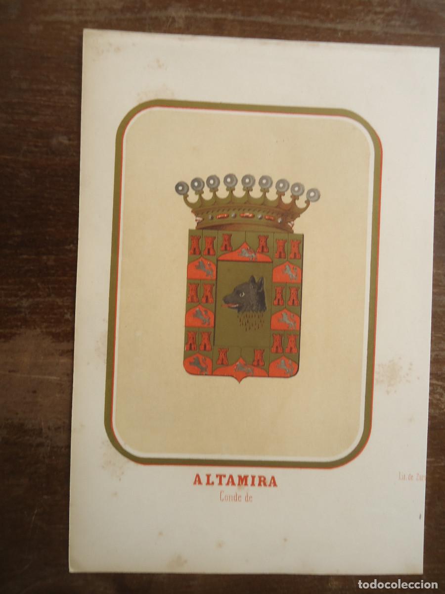 Arte: CROMOLITOGRAFIA DEL ESCUDO HERALDICO DEL CONDE DE ALTAMIRA. 1853-60
