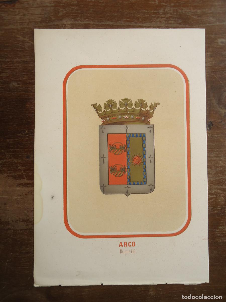 Arte: CROMOLITOGRAFIA DEL ESCUDO HERALDICO DEL DUQUE DEL ARCO. 1853-60