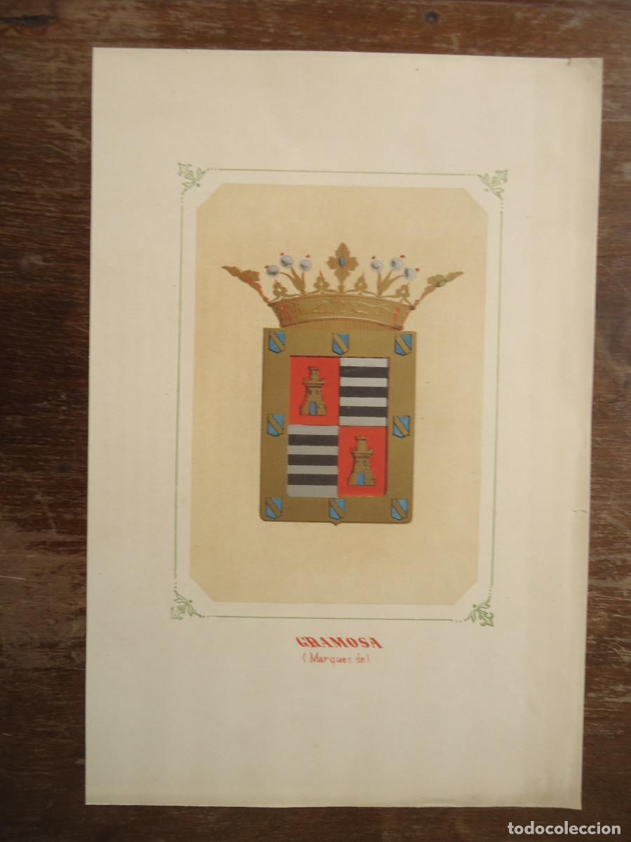 Arte: CROMOLITOGRAFIA DEL ESCUDO HERALDICO DEL MARQUES DE GRAMOSA. 1853-60