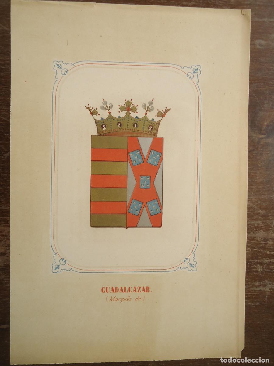 Arte: CROMOLITOGRAFIA DEL ESCUDO HERALDICO DEL MARQUES DE GUADALCAZAR. 1853-60