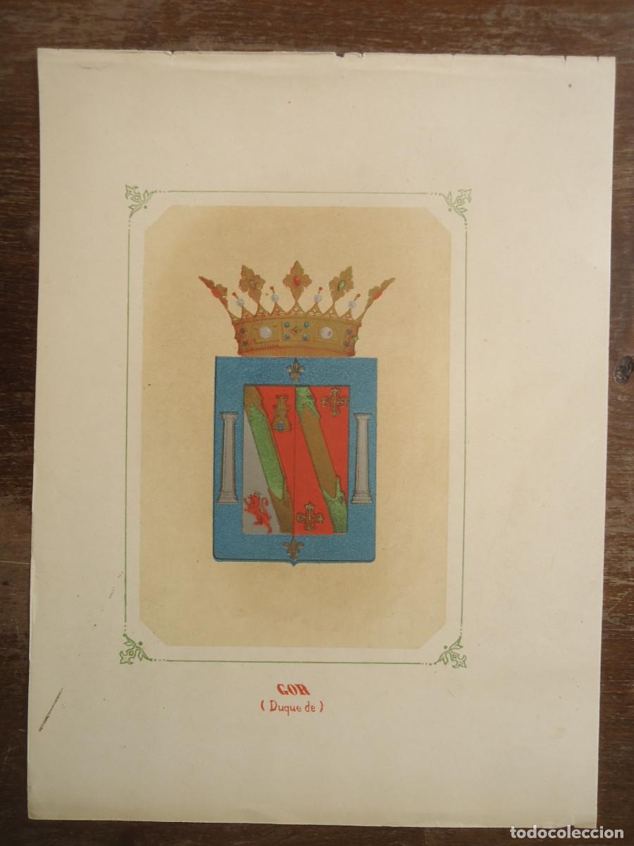 Arte: CROMOLITOGRAFIA DEL ESCUDO HERALDICO DEL DUQUE DE GOR. 1853-60