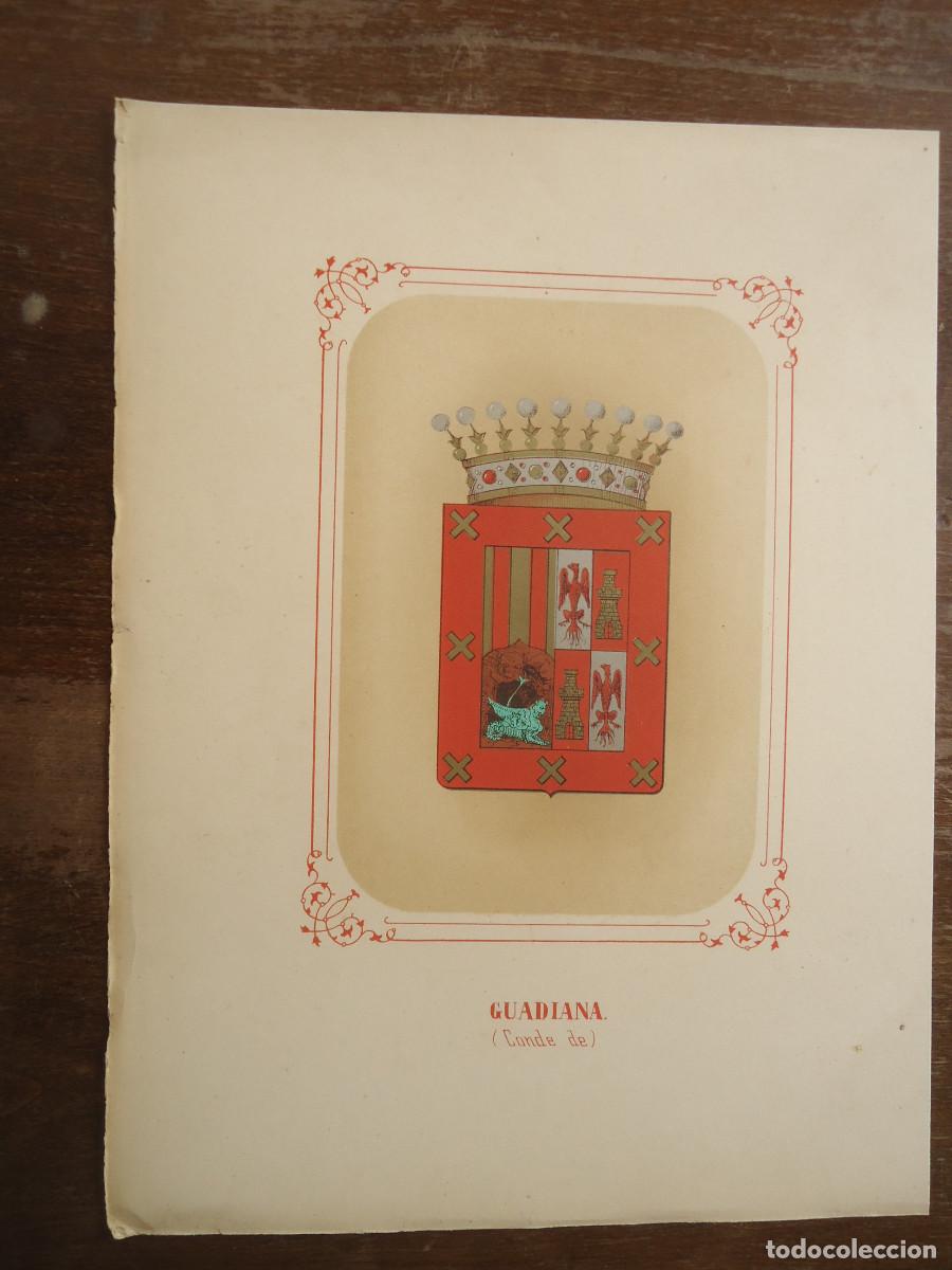 Arte: CROMOLITOGRAFIA DEL ESCUDO HERALDICO DEL CONDE DE GUADIANA. 1853-60