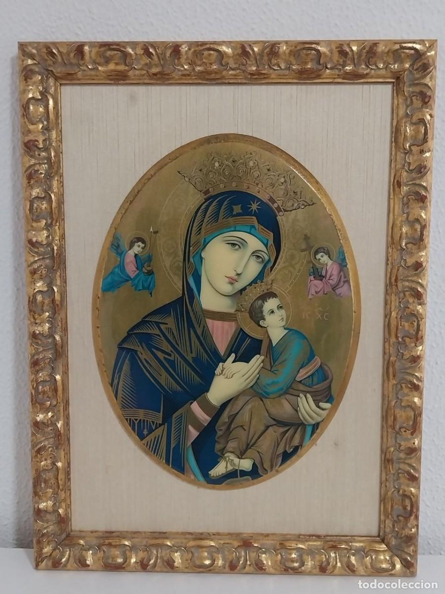 Arte: Icono religioso enmarcado &ndash; Marco dorado labrado &ndash; 57&times;42