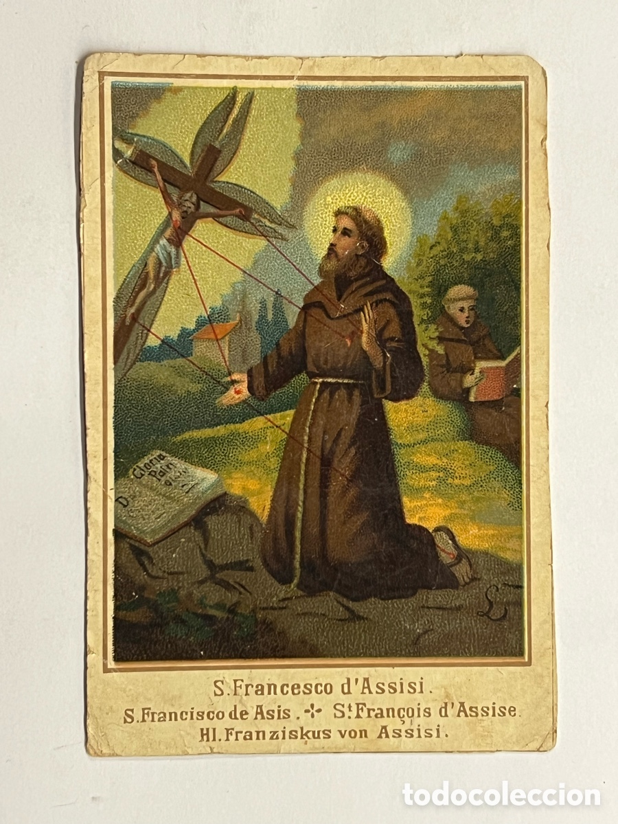 Arte: CROMOLITOGRAF&Iacute;A Antigua S.Francesco d'Assisi. S. Francisco de Asis (fin siglo XIX)