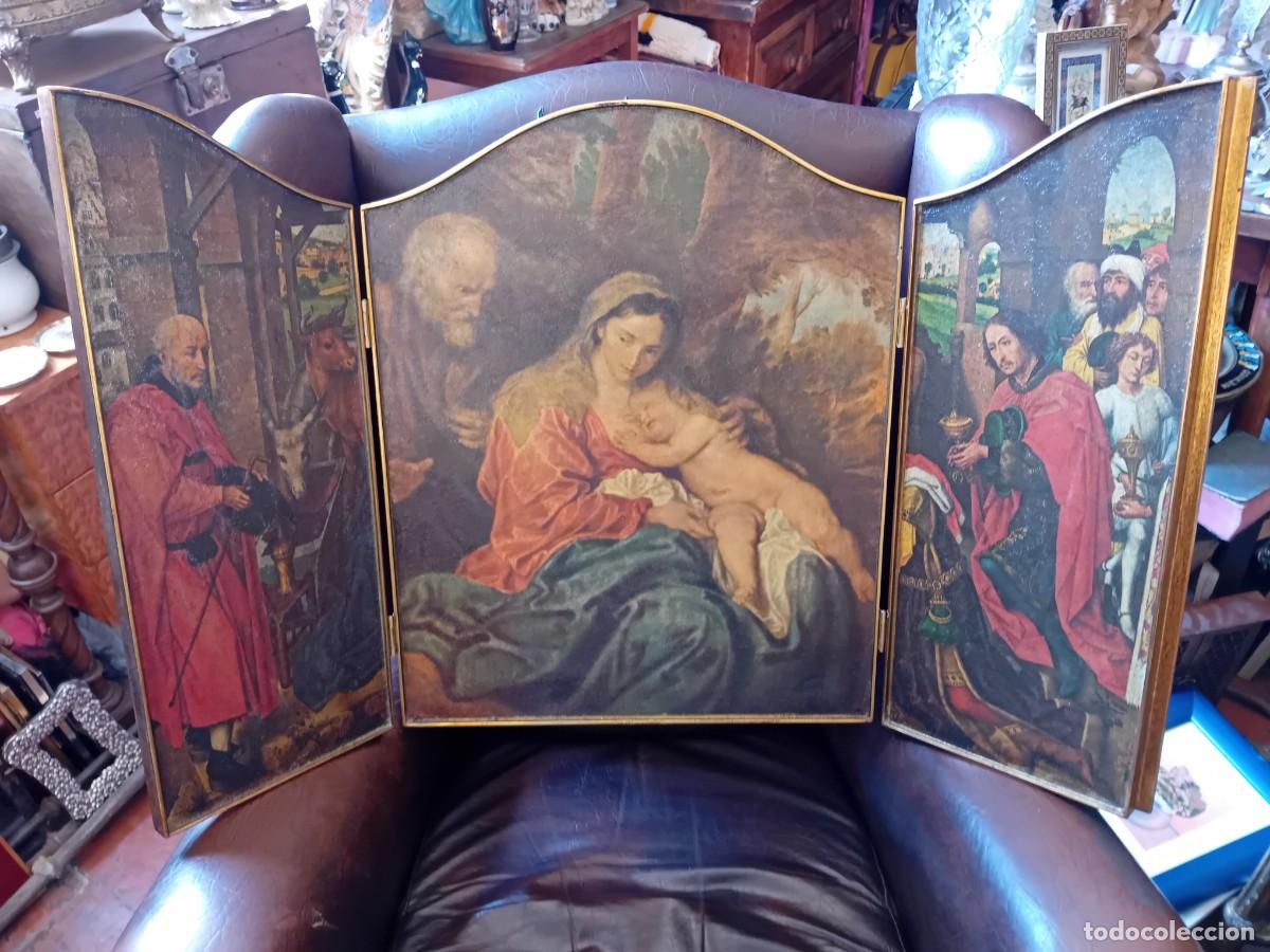 Art: Tr&iacute;ptico la Virgen con el Ni&ntilde;o, San Jos&eacute; y adoraci&oacute;n de los Reyes Magos siglo XX