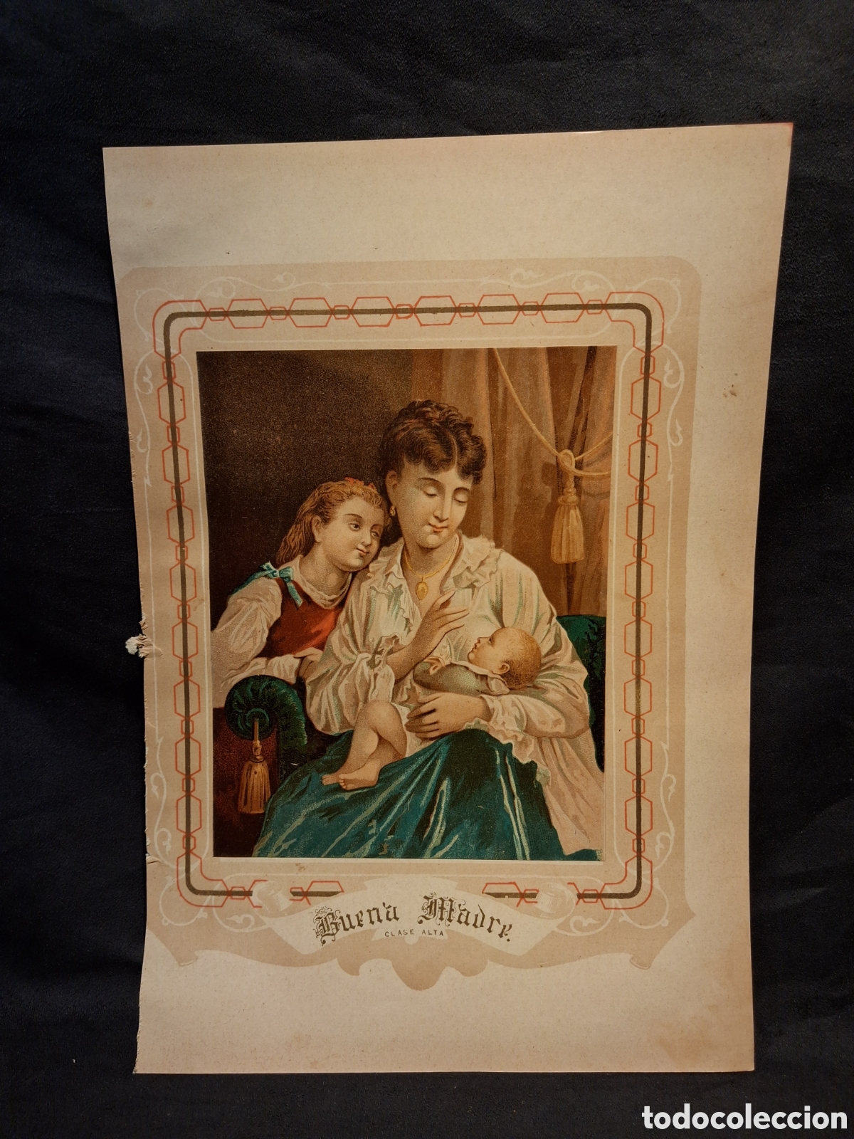 Arte: ANTIGUA CROMOLITOGRAFIA BUENA MADRE 1878