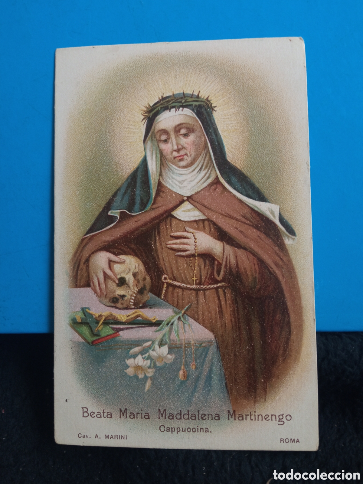 Arte: Antigua cromolitografia religiosa con oraci&oacute;n, BEATA Maria Magdalena Martinengo, Cappuccina