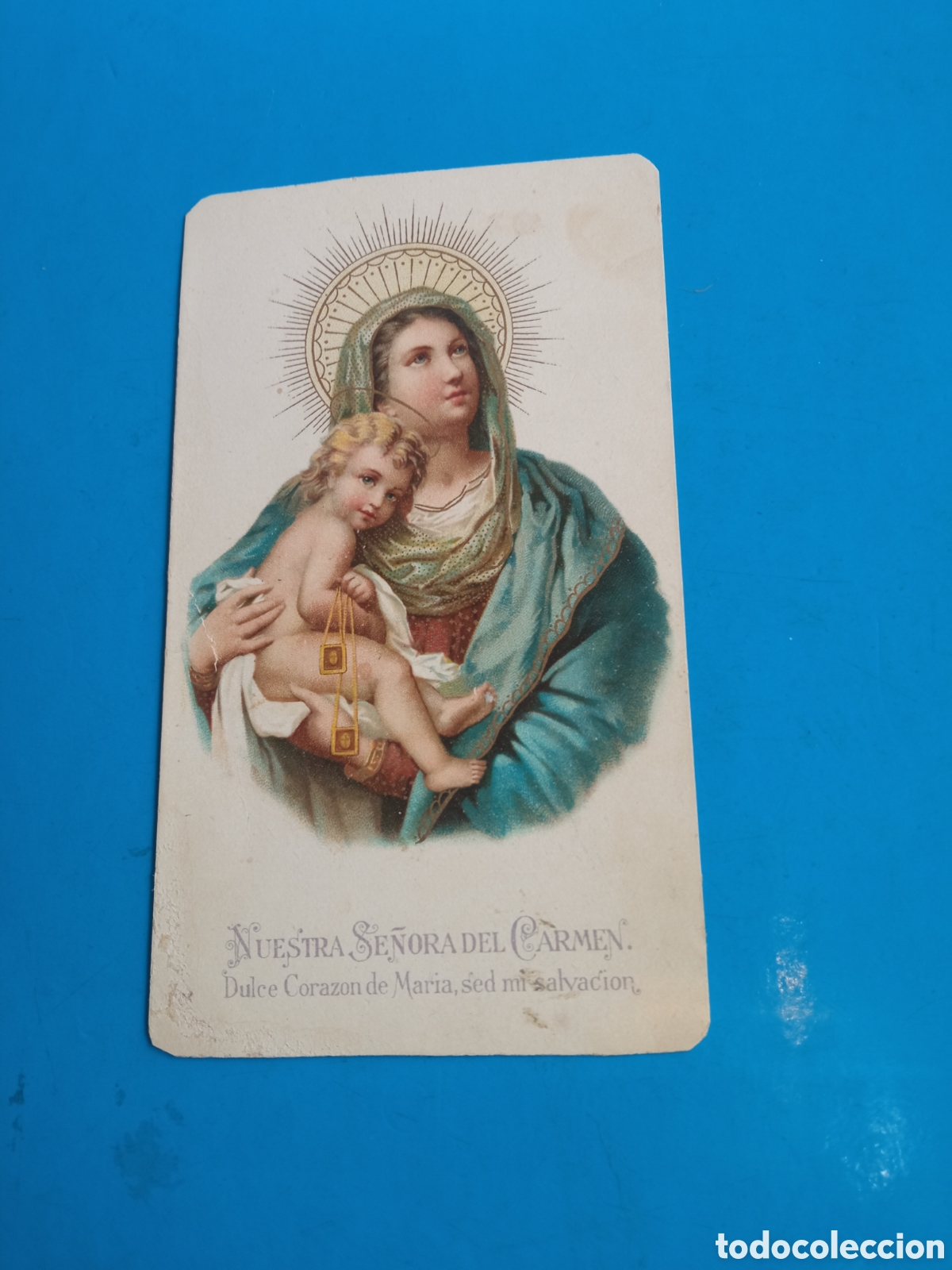 Arte: Antigua cromolitografia, Virgen del Carmen