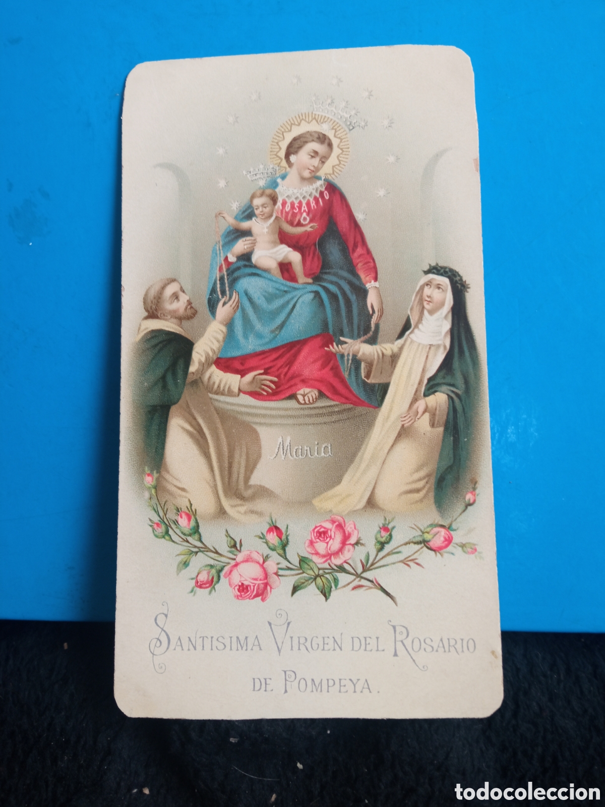 Arte: Antigua cromolitografia, Sant&iacute;sima Virgen del Rosario de Pompeya