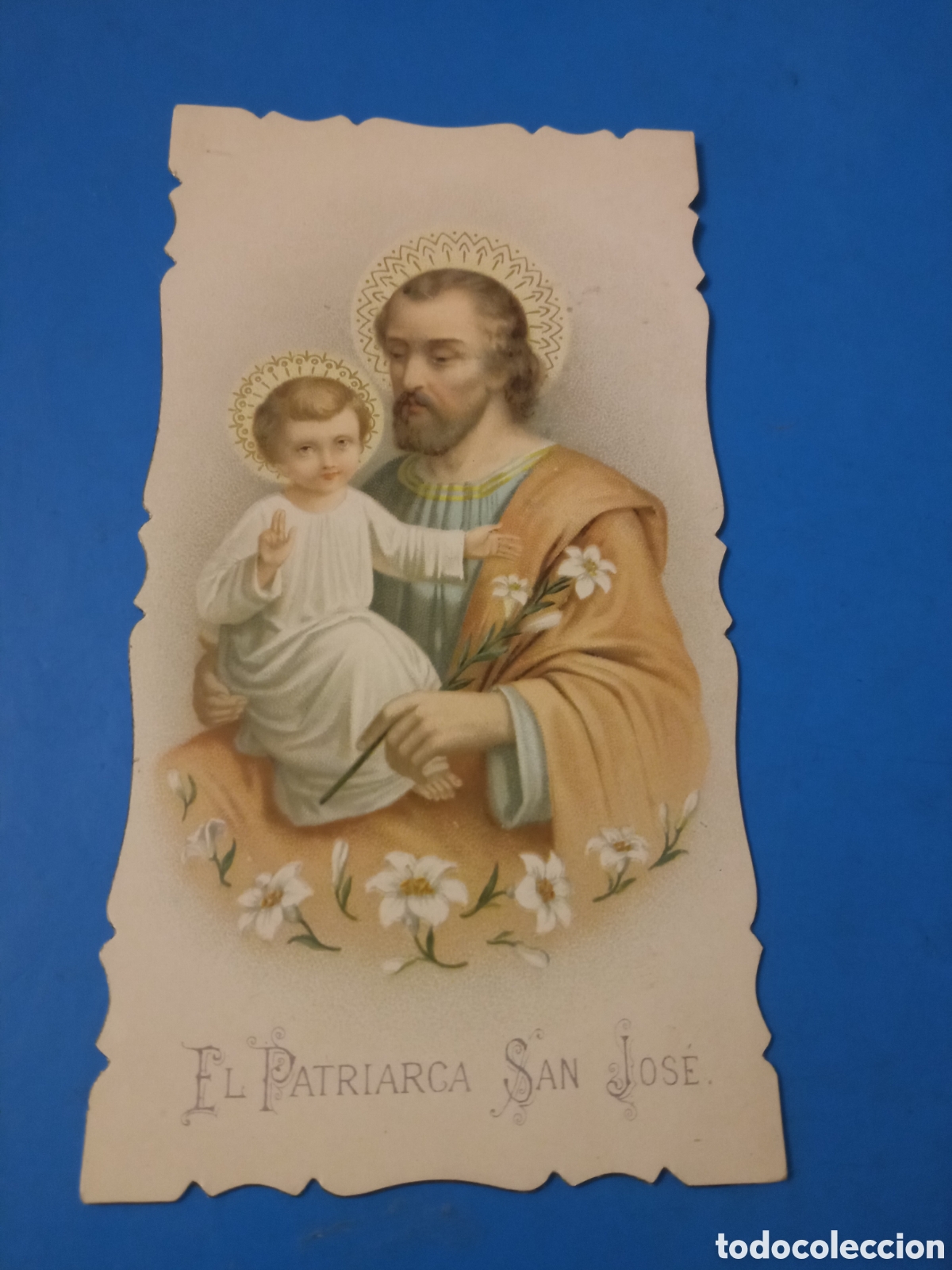 Arte: Antigua cromolitografia, El Patriarca San Jos&eacute;, con oraci&oacute;n