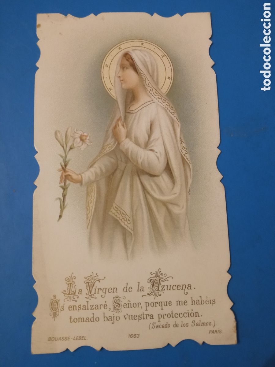 Arte: Antigua cromolitografia, La Virgen de la Azucena