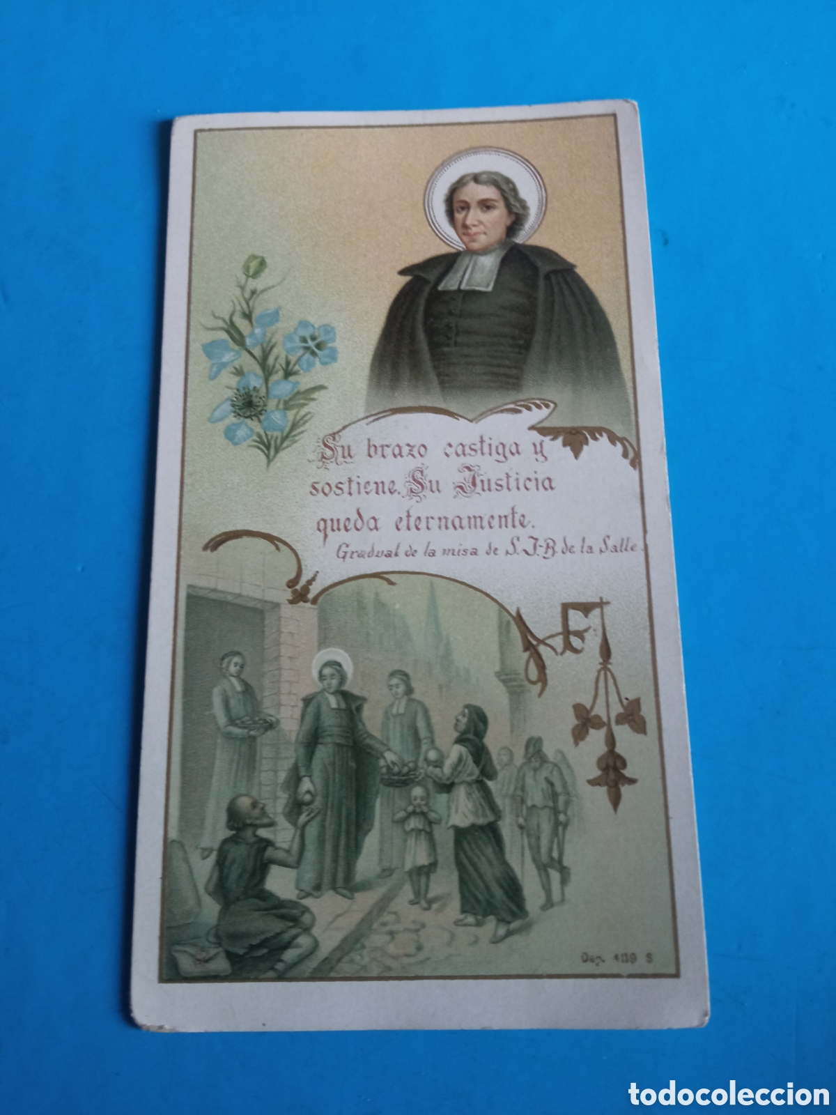 Art: Antigua cromolitografia religiosa, San Juan Bautista de la Salle, mide 12,4x6,8cm