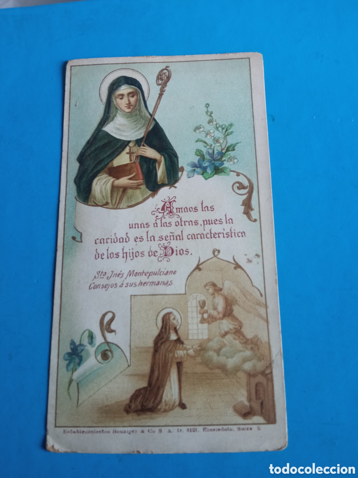 Arte: Antigua cromolitografia, Santa In&eacute;s Montepulciano, mide 12,5x6,8 cm