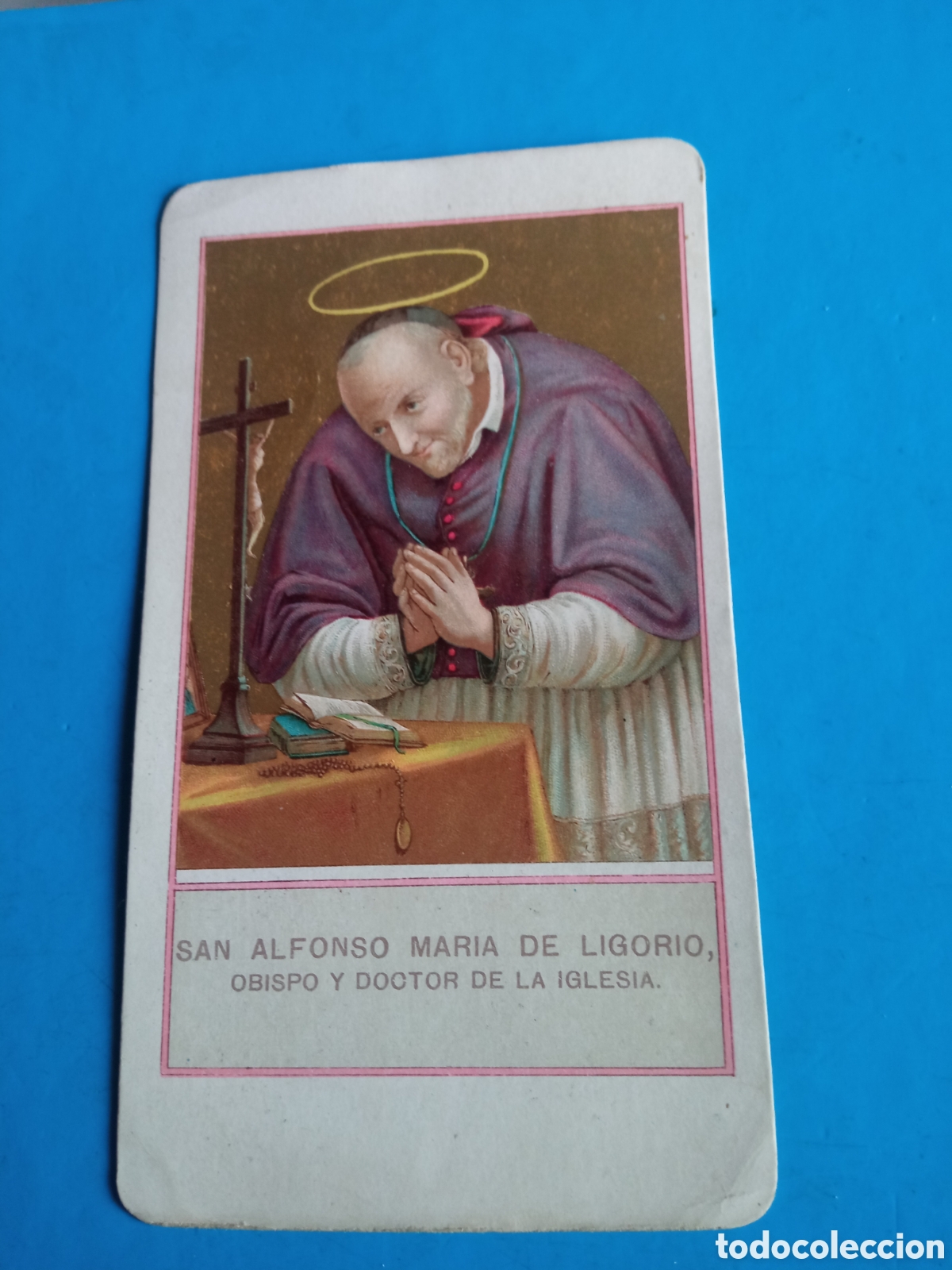 Arte: Antigua cromolitografia, San Alfonso Maria Ligorio, mide 12,5x7cm