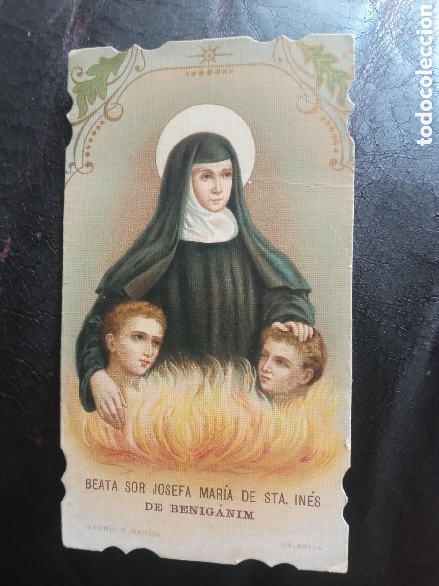 Arte: Antigua cromolitografia religiosa con oraci&oacute;n, BEATA SOR JOSEFA MARIA DE SANTA IN&Eacute;S DE BENIGANIM,