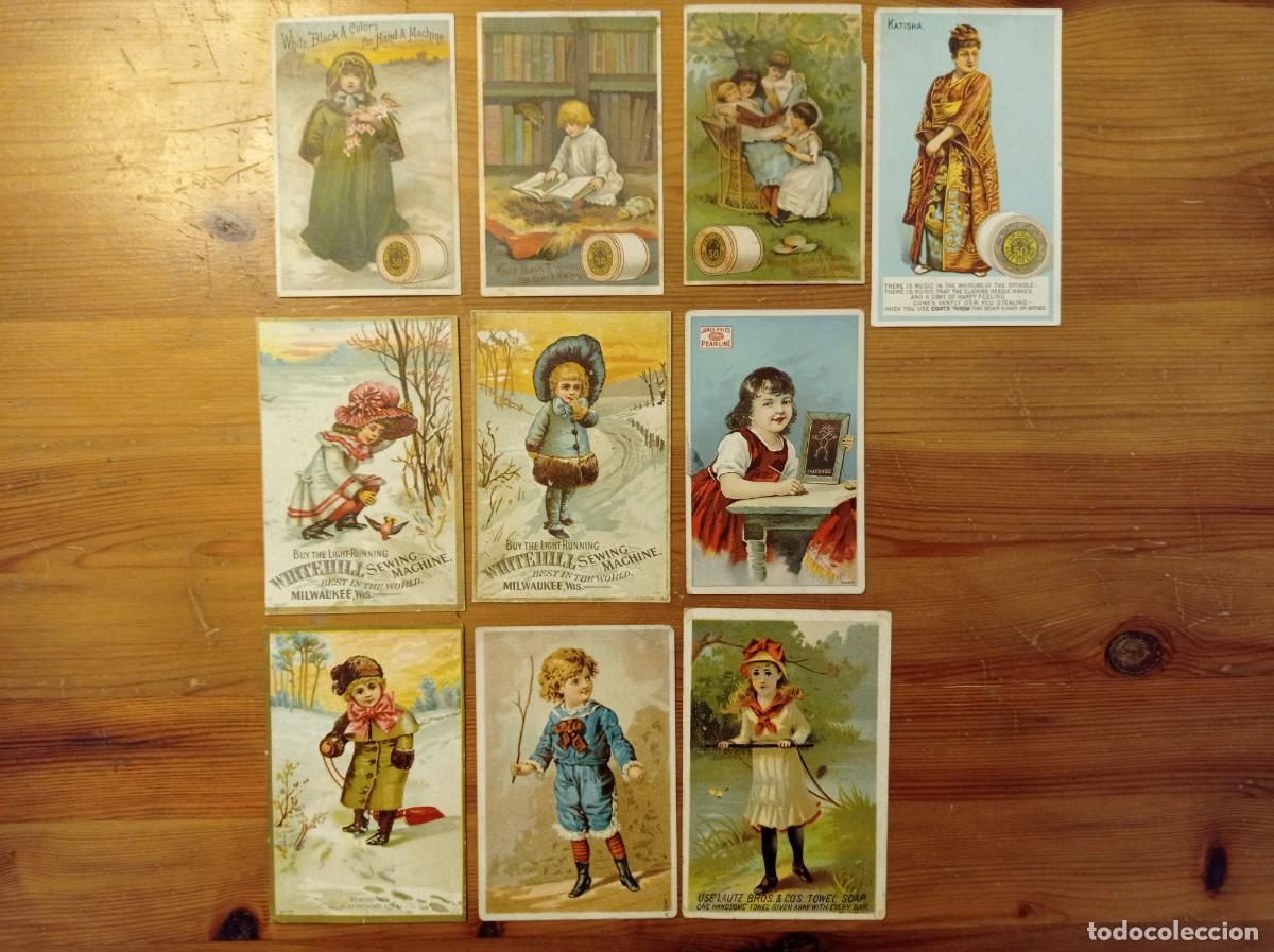 Arte: Lote 10 trade cards cromolitogr&aacute;ficas victorianas s. XIX