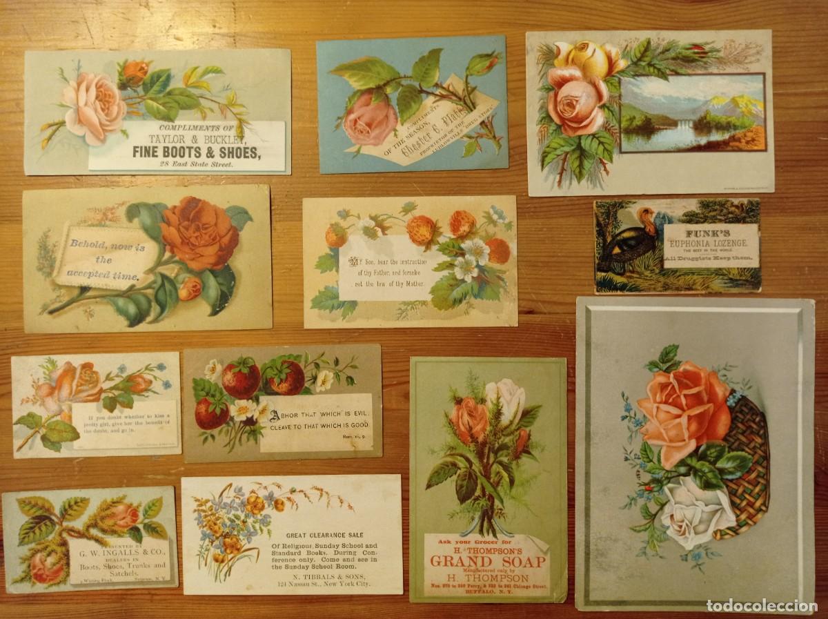 Kunst: Lote 12 tarjetas publicitarias victorianas s. XIX
