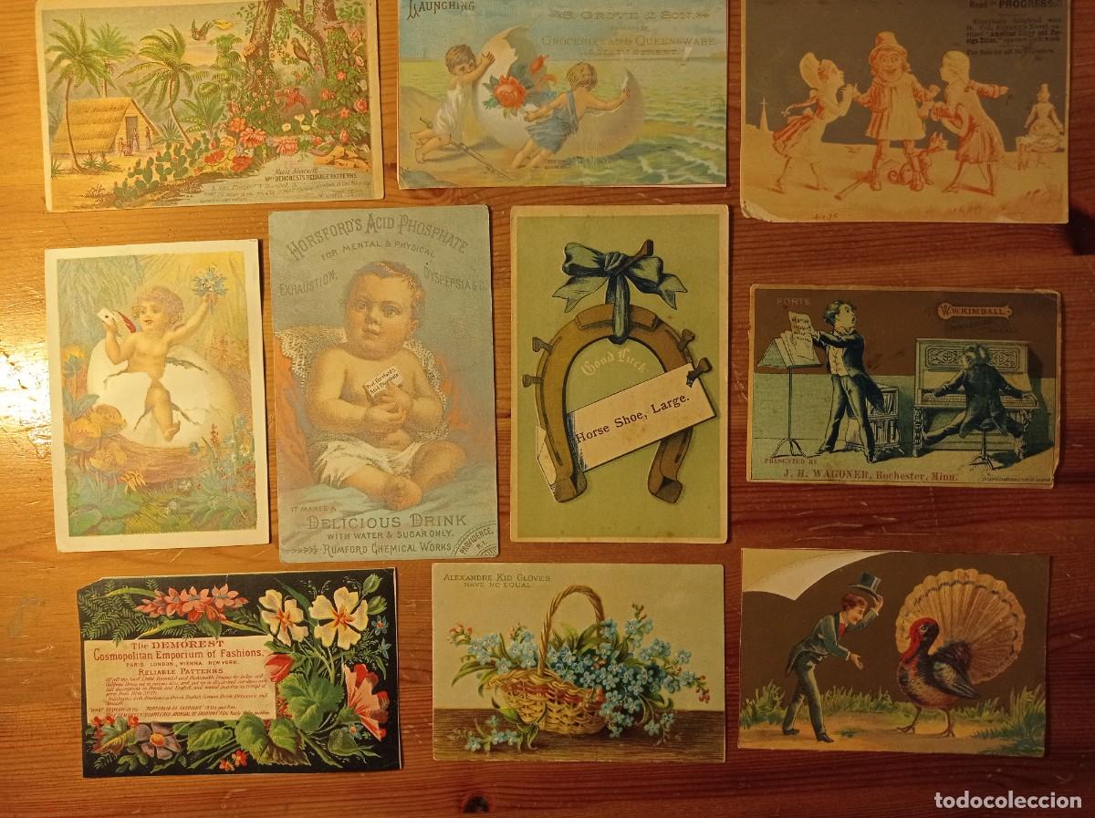 Arte: Lote 10 trade cards americanas victorianas s. XIX