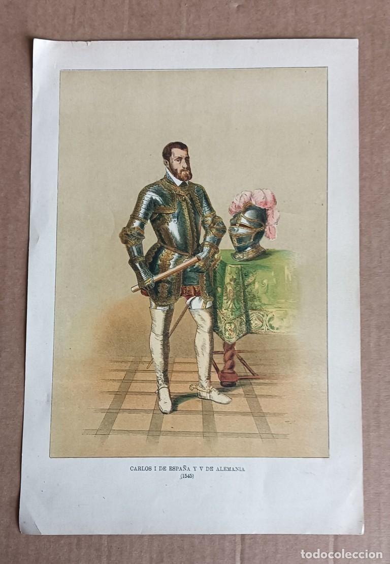 Arte: cromolitograf&iacute;a Carlos I de Espa&ntilde;a y de Alemania 1545 -- +/- 1886