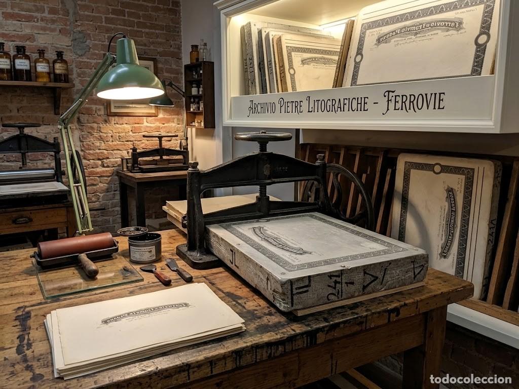 Arte: Rara Pietra litografica incisa -per stampare azioni delle Ferrovie e Tranvie Padane.