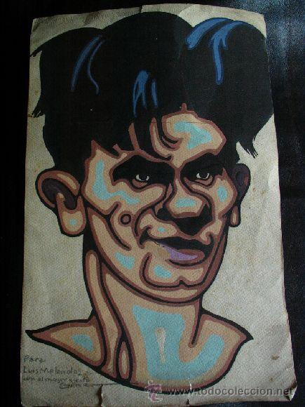 Arte: CARICATURA / RETRATO DEL CARTELISTA GINER. DEDICATORIA MANUSCRITA. 34 x 22 CM. PP. SIGLO XX