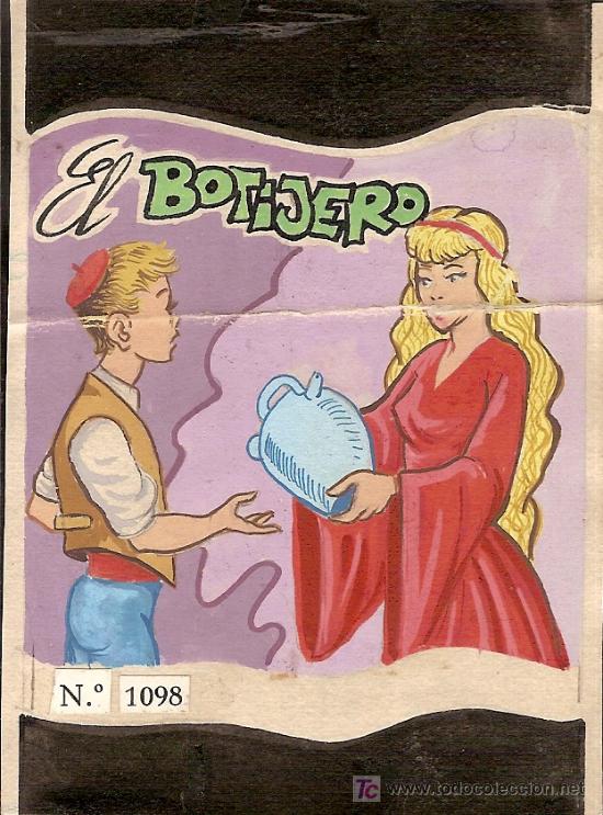 Arte: El botijero. Dibujo original para tapa de mini-cuento. 10 x 8 cm.