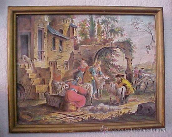 Arte: cuadro paisaje con ovejas - Foto 1