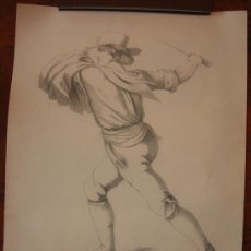 Arte: 1894 - PRECIOSO DIBUJO ACADEMICO DE OSWIN VOGEL FIRMADO Y DATADO - HOMBRE CON PUÑAL. Lote 26399485