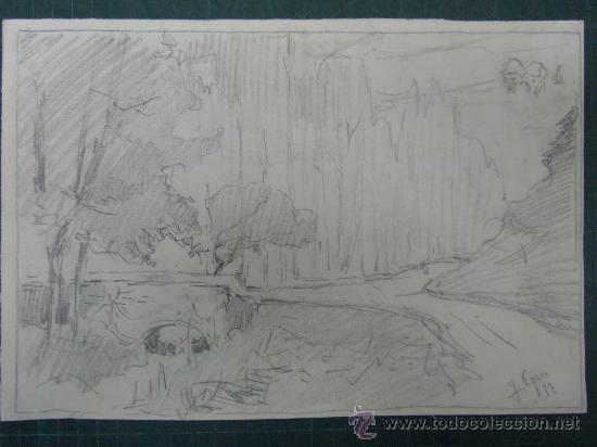 Arte: J. EGEA. PAISAJE Y PUENTE. - Foto 1
