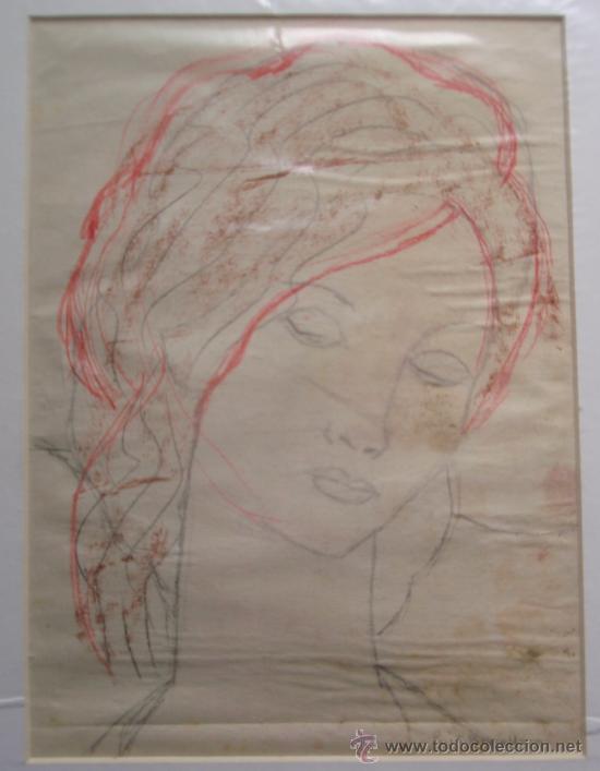 Arte: Puig Barella 1952 - dibujo - rostro de mujer. - Foto 1