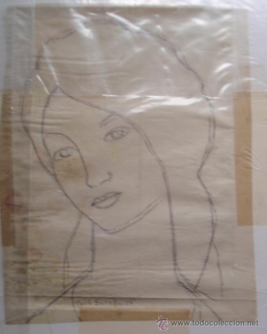 Arte: Puig Barella 1952 - dibujo - rostro de mujer. - Foto 2