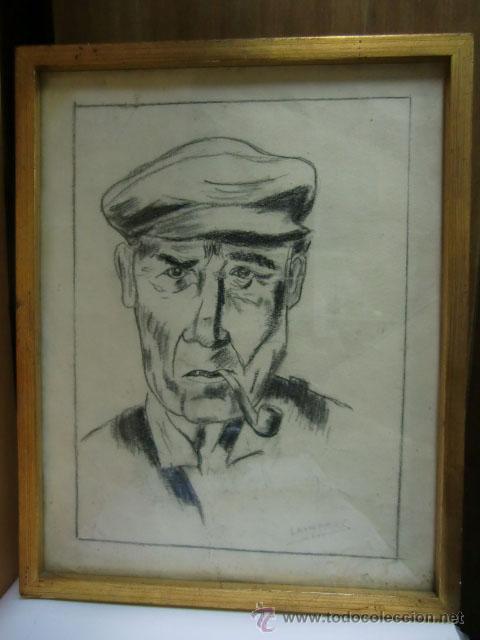Arte: Carboncillo de Sr. con gorra y pipa, 1948 - Foto 1