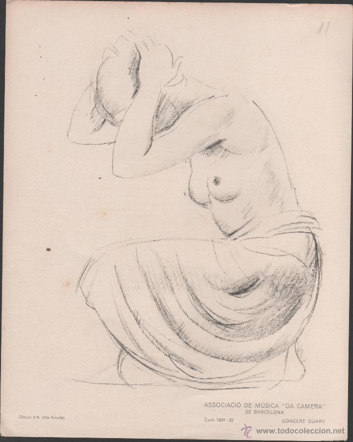 Arte: C6-11 Dibuix d'A. VILA ARRUFAT- PROGRAMA del Concert QUART del curs 1931-32  de la Associaci&oacute; de Mu