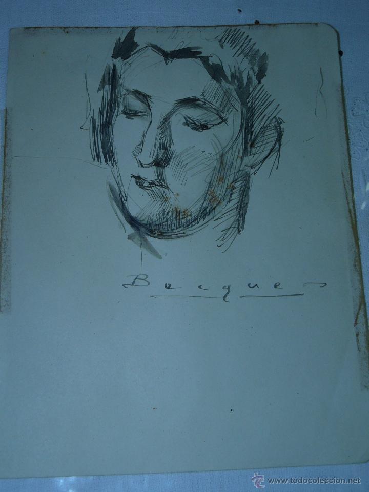 Arte: DIBUJO A TINTA FDO BECQUER - ROSTRO - Foto 1