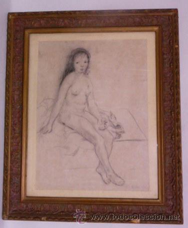 Art: Delicado desnudo femenino. Firmado Rius - 1946