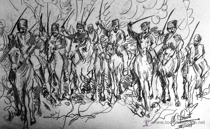 Arte: Carga cosaca- Dibujo a l&aacute;piz - Foto 1