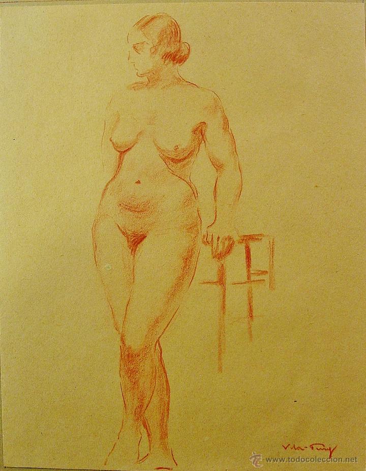 Arte: DESNUDO FEMENINO. DIBUJO AL LÁPIZ. JOAN VILA PUIG (1890-1963). FIRMADO. - Foto 1 - 47830504